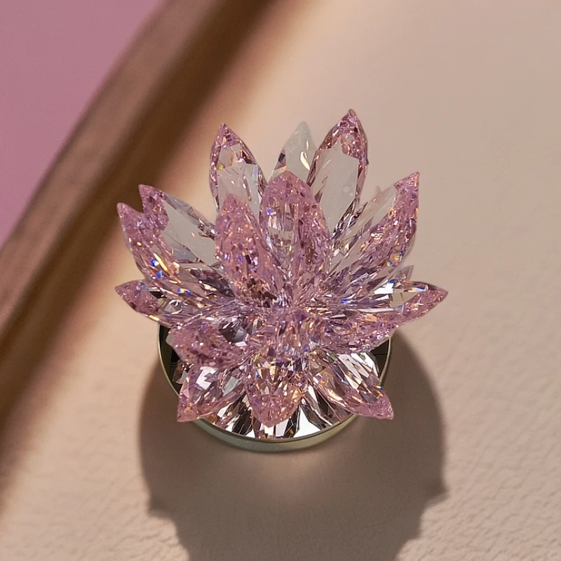 水晶莲花（粉色）艺术摆件礼物女神节母亲节女生生日电视柜两旁摆设