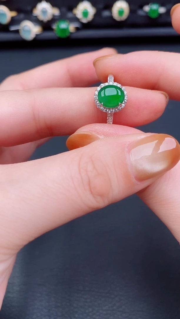 【闪购商品】翡翠戒指银S925镶嵌天然a货翡翠152