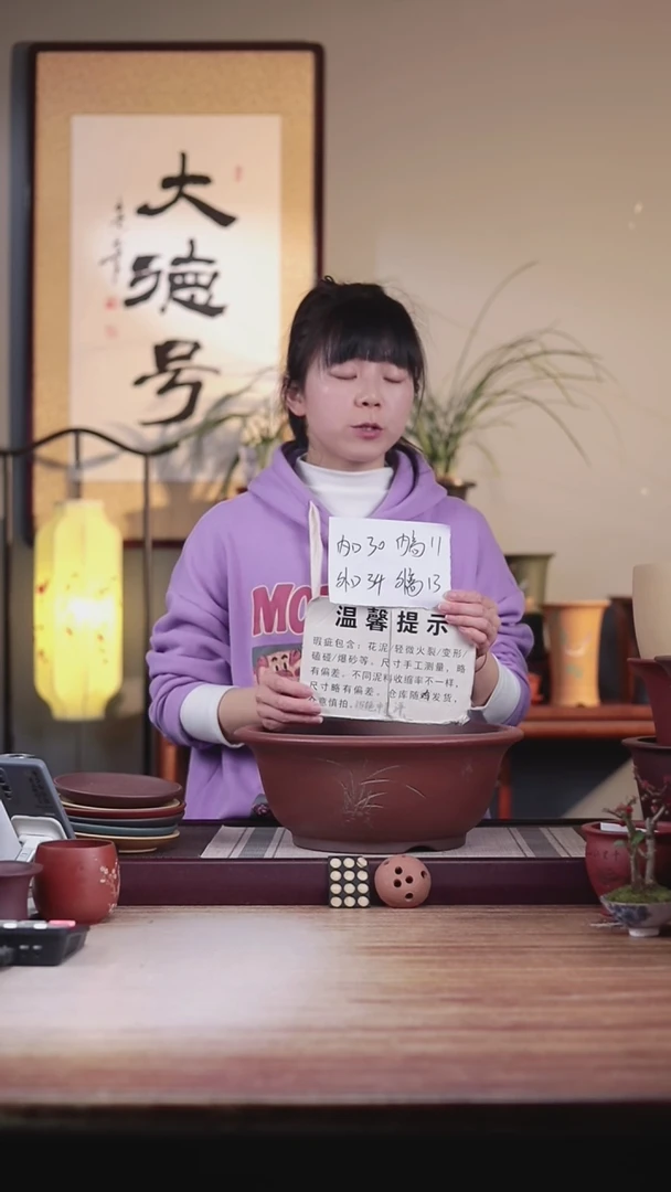 【闪购商品】紫砂花盆瑕疵中号粉浆碗盆一只无托