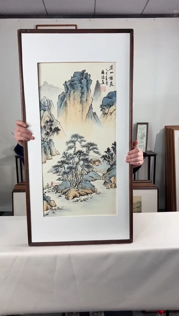 国画手绘*溪山访友*47*92cm