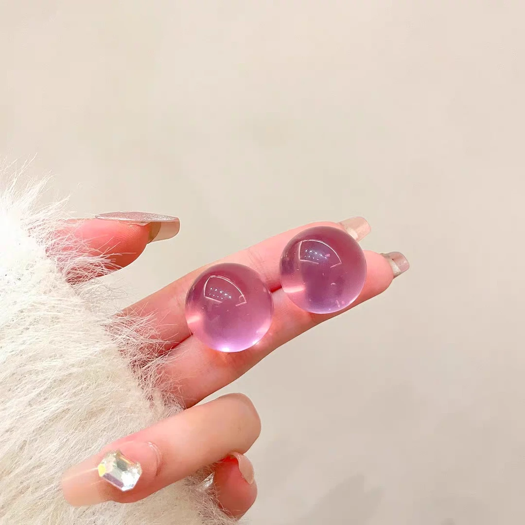 钛钢树脂耳饰 简约个性甜美耳饰耳环泡泡甜酒冰透感豆豆耳钉y