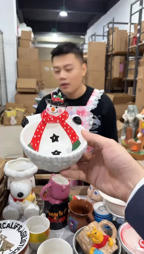 瓷片原盒雪人碗