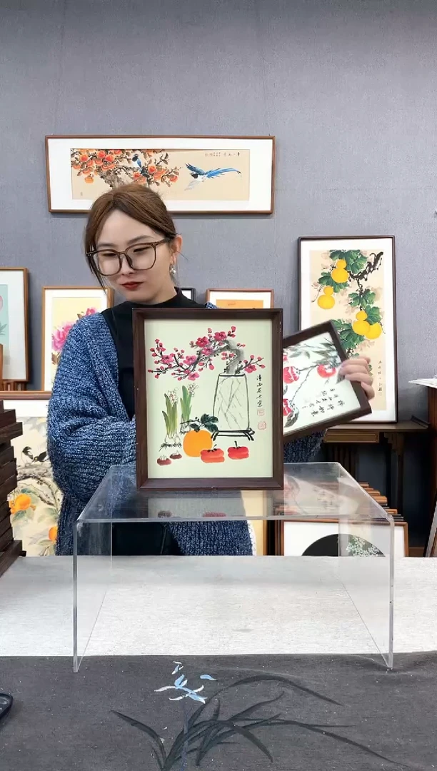 【闪购商品】国画10寸-23*29摆台书法作品-雅集图