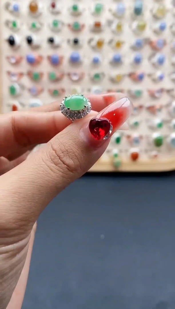 【闪购商品】翡翠戒指未镶嵌缅甸天然A货翡翠666 1+9