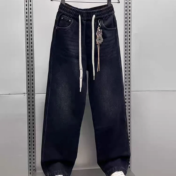 1557牛仔裤休闲加绒加厚直筒抽绳百搭