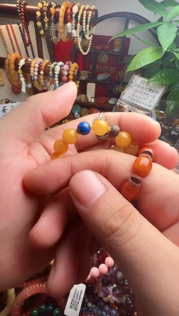 手链蜜蜡未镶嵌两*糖 一物一件）005235