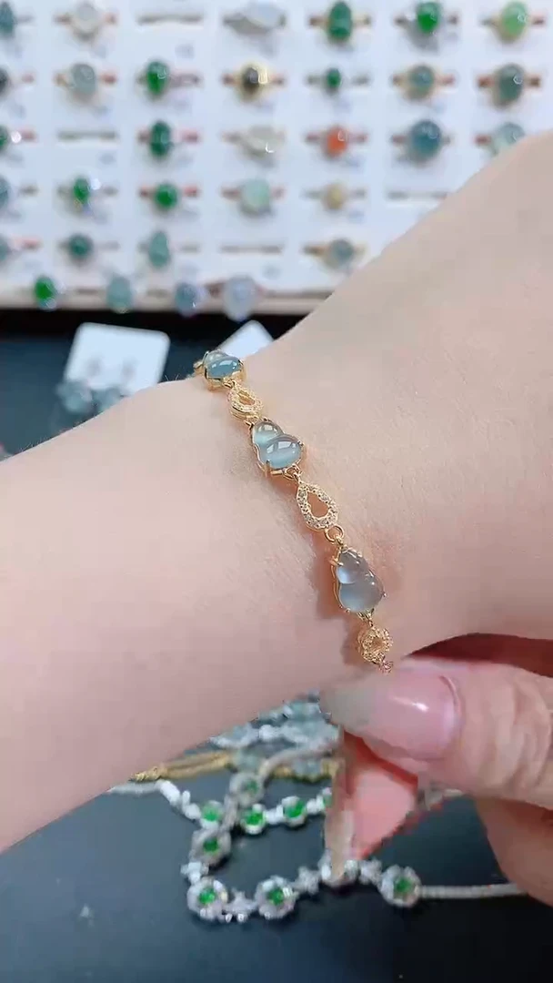 银S925镶嵌手链翡翠天然翡翠
