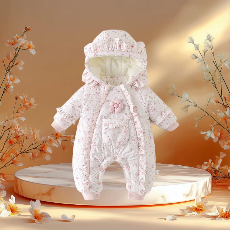 冬季宝宝衣服加绒加厚棉衣新生婴儿夹棉外出服超洋气可爱连体衣抱