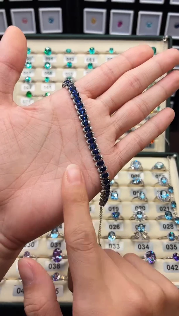 无925银轻奢皇家蓝色女神手链