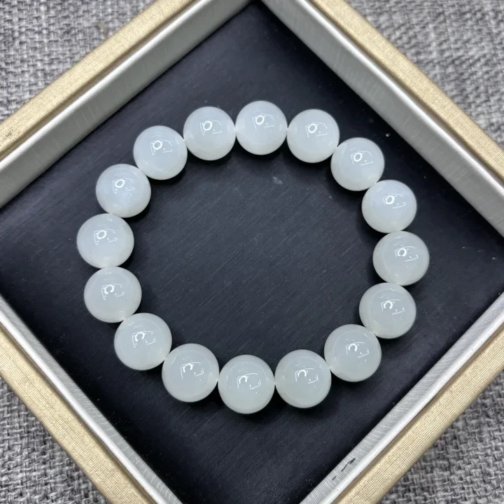 和田玉白玉手串12mm多样性发一条-582177