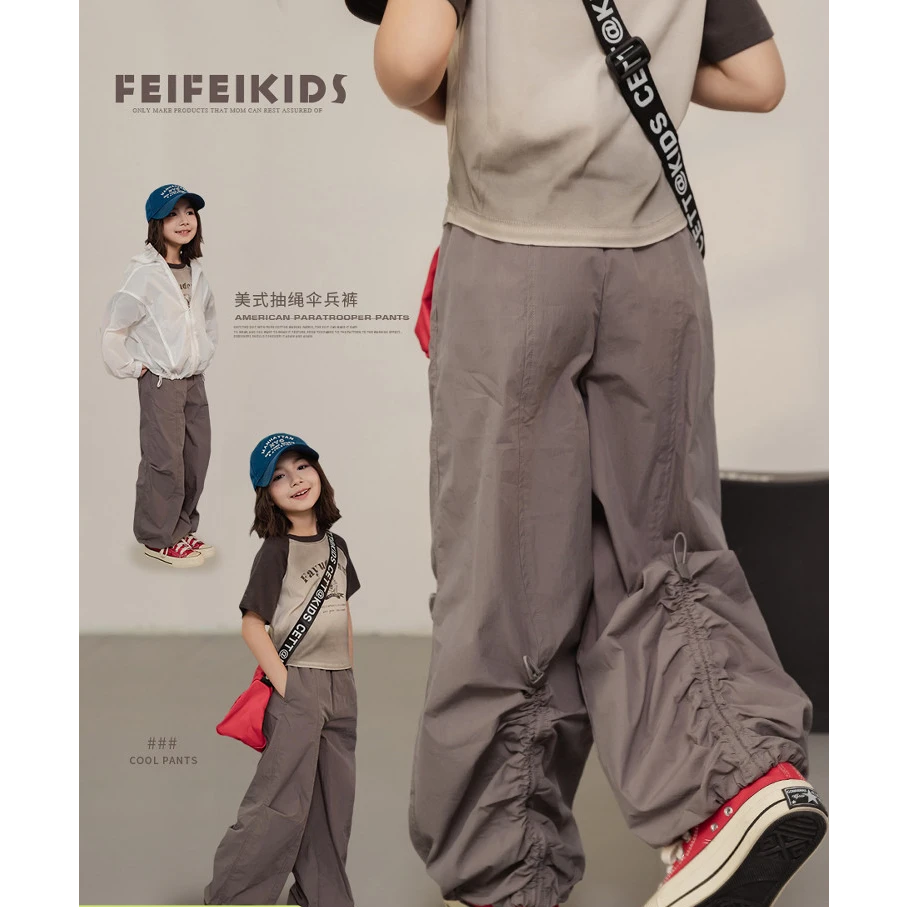女童工装裤2025夏季新款超洋气的束脚宽松长裤E52G7019
