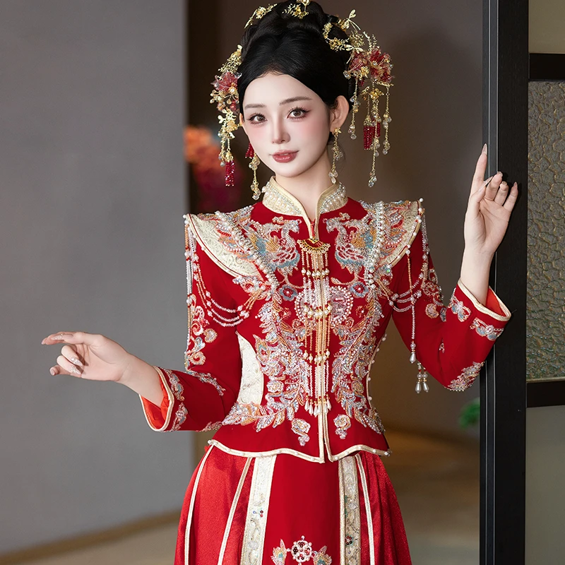 秀禾服新娘服装2025新款爆款出嫁禾服婚礼服中式嫁衣秋冬结婚和服