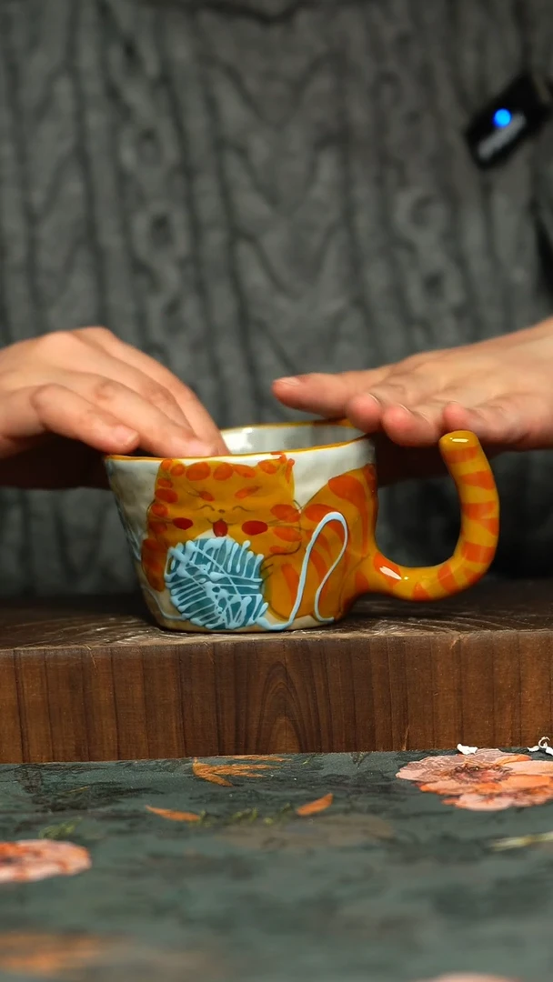 杯釉下彩手工手绘同款陶器