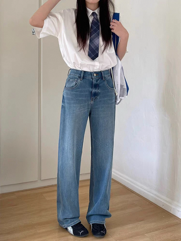 SU【813】98 愫燕  代牛仔裤女春夏新款高腰宽松显瘦窄版阔腿潮裤