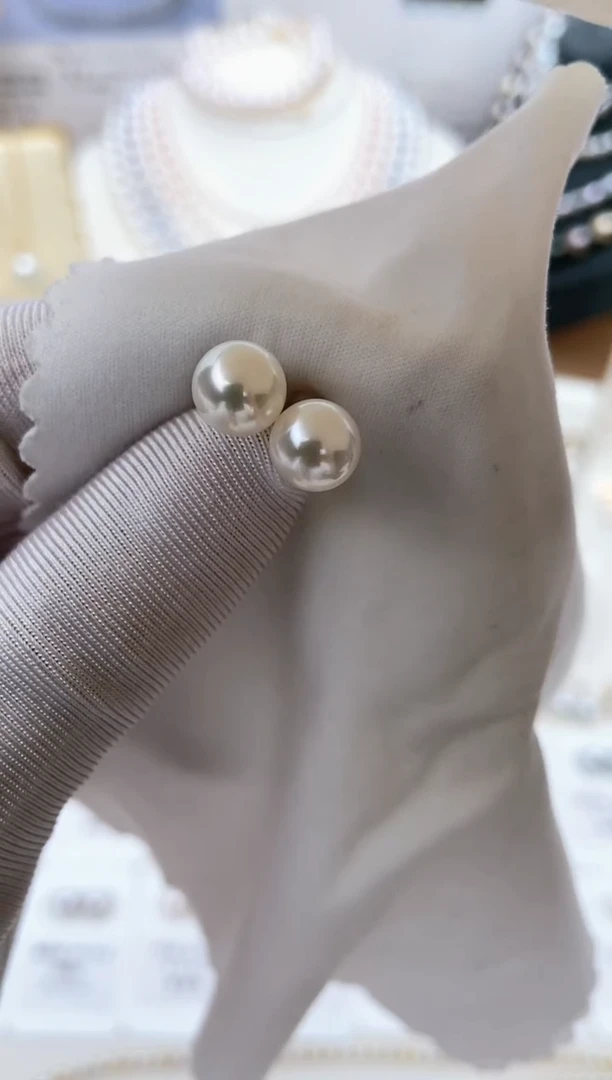 【闪购商品】海水珍珠耳饰18K金镶嵌特选福利7.5-8mm不退不换