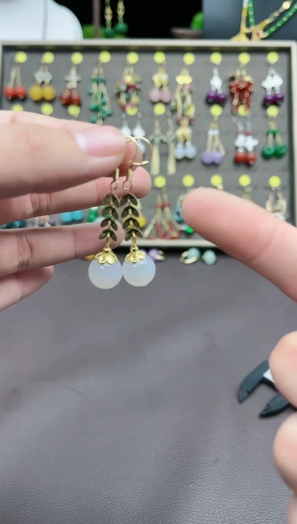 【闪购商品】玛瑙/玉髓耳钉银S925镶嵌915000