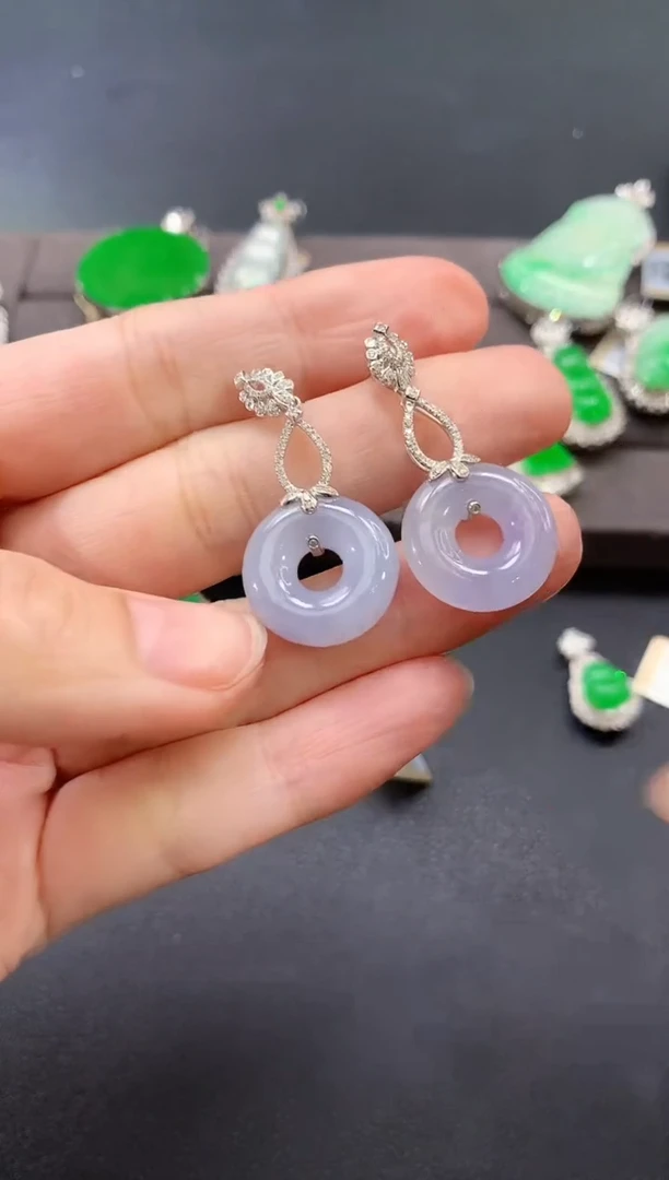 翡翠18K金镶嵌耳饰|4980