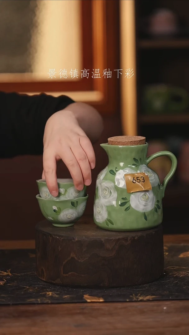 陶瓷景德镇高温釉下手绘陶瓷@L653@