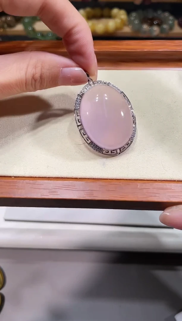 未镶嵌手链水晶A623粉水晶蛋面吊坠