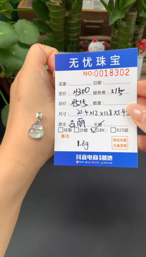 18K金镶嵌定制翡翠流*雨A241
