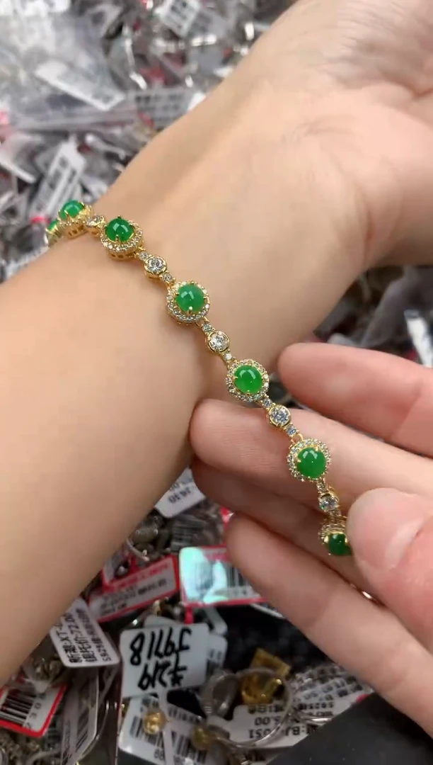 银S925镶嵌戒指翡翠666-----7