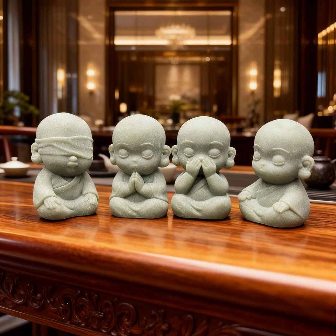 【新店福利】四不小和尚茶宠青砂石摆件创意鱼缸造景装饰品可爱公仔