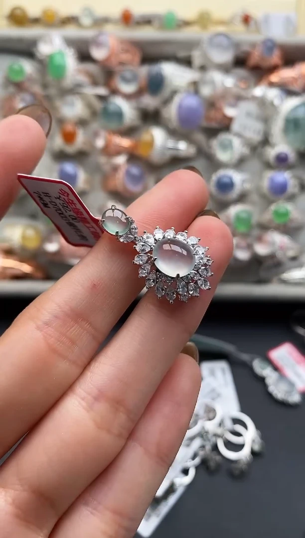 银S925镶嵌戒指翡翠怀*姐22222222+9