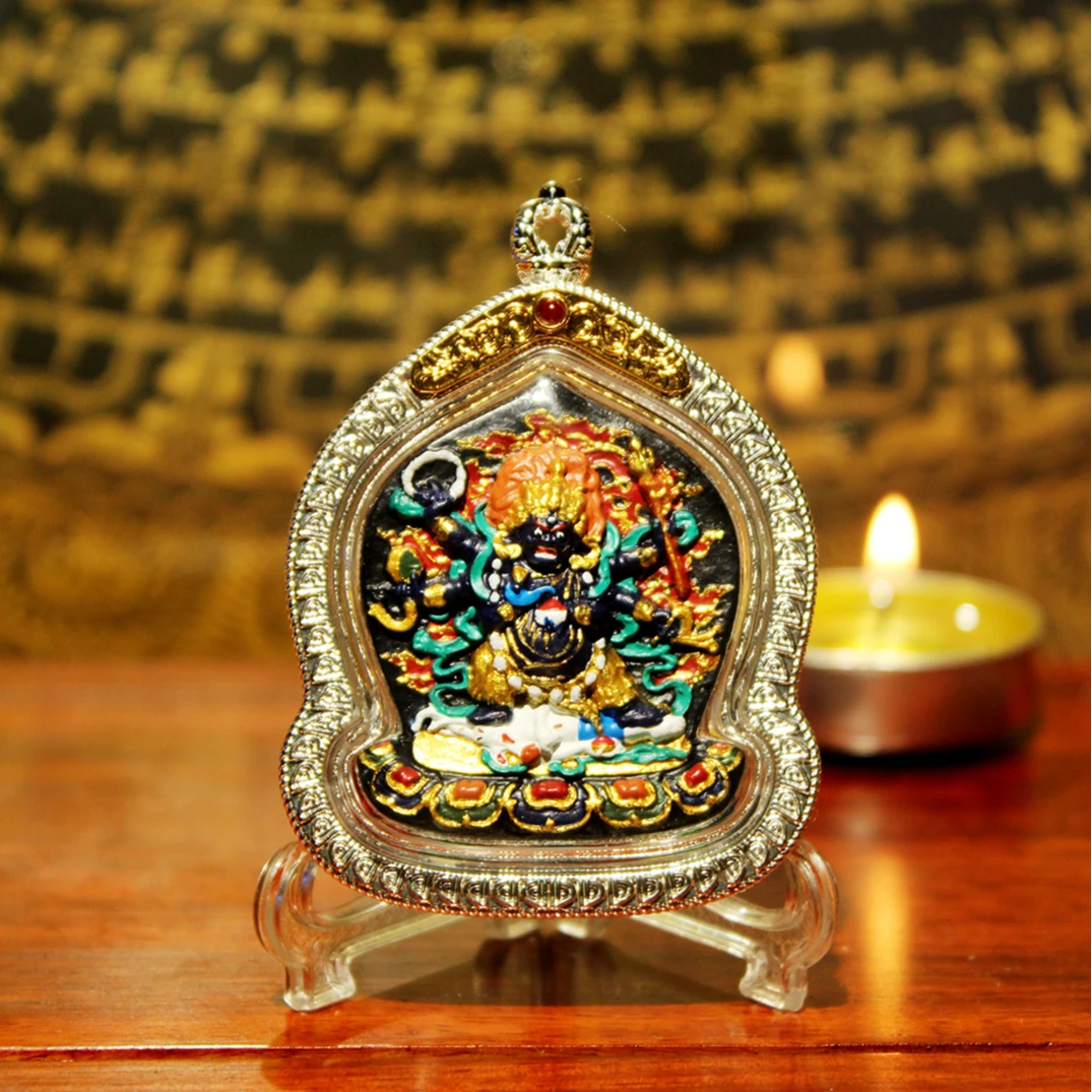 铜合金亚克力吊坠 大黑天藏地精品手绘擦擦手工复古