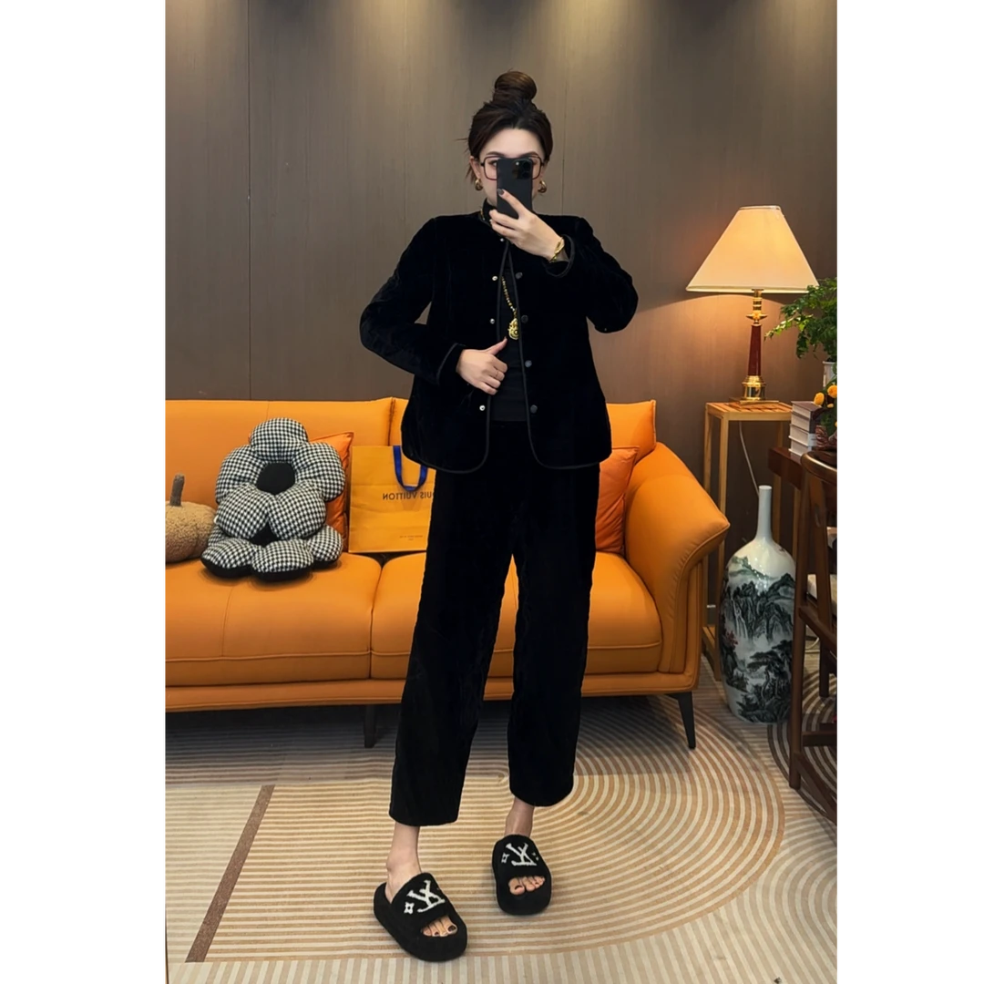 【DY】新款薄棉秋冬款通勤真丝绒棉裤女