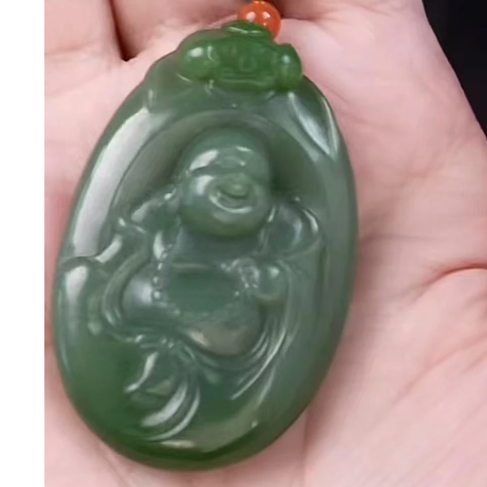 创汇和田玉碧玉弥勒佛1