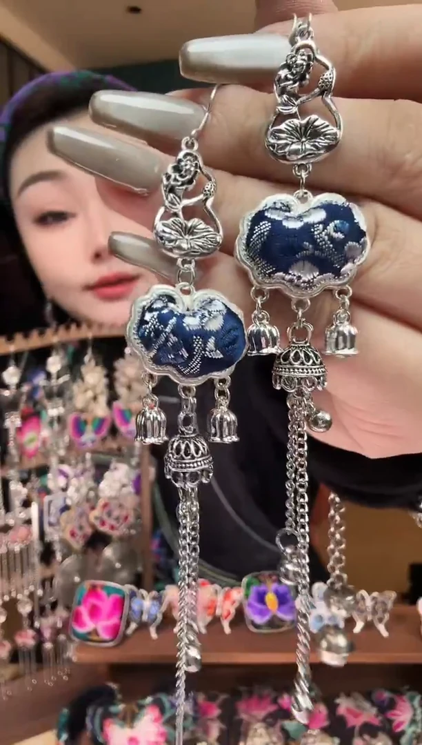 刺绣纯手工民族风刺绣耳环