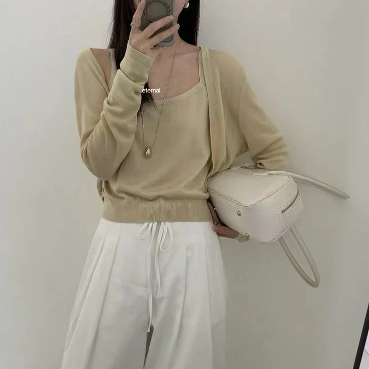 9654号#602#春纯色百搭无扣简约披肩开衫外搭（预）