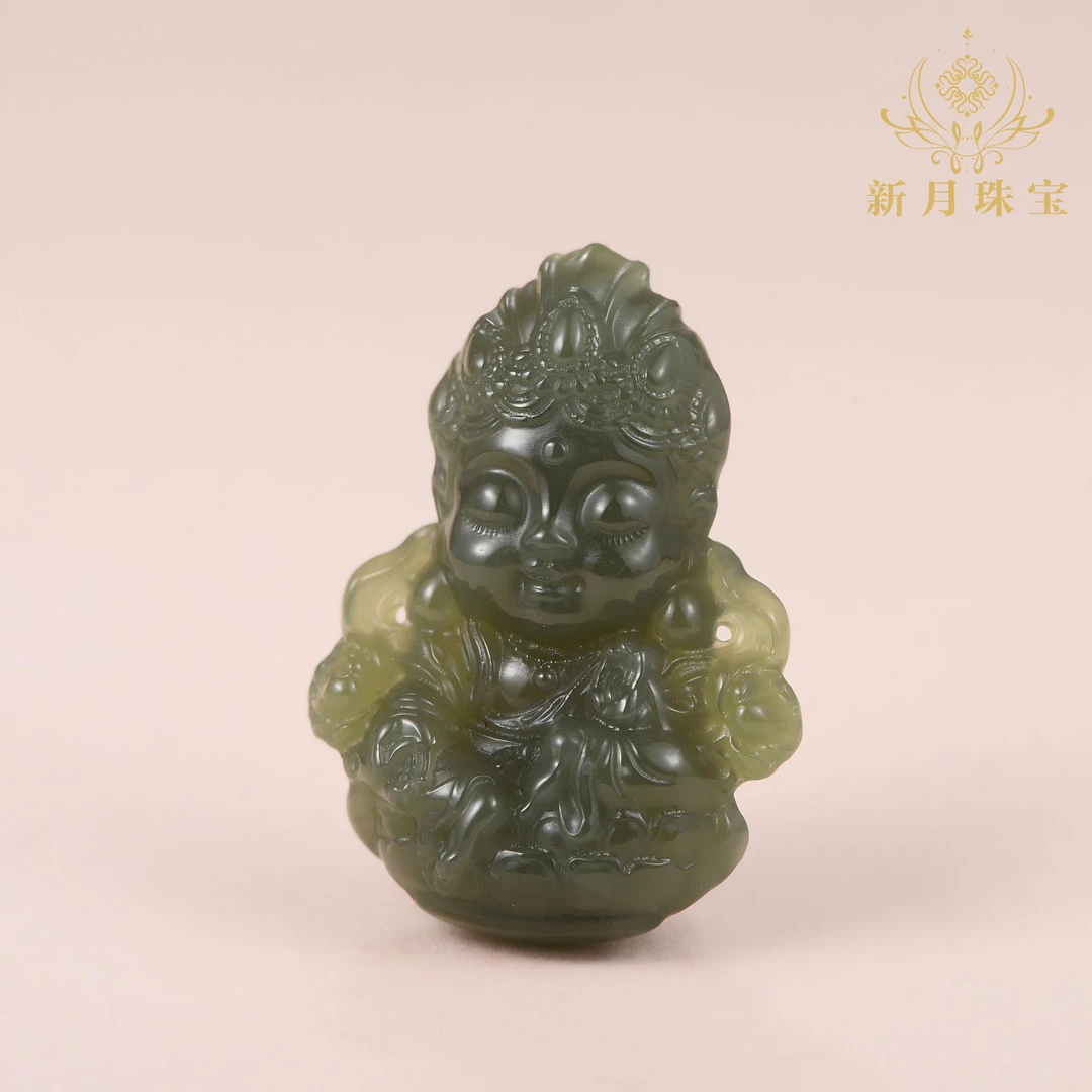 【新月珠宝】乾坤和田玉度母挂件-33*23*10mm