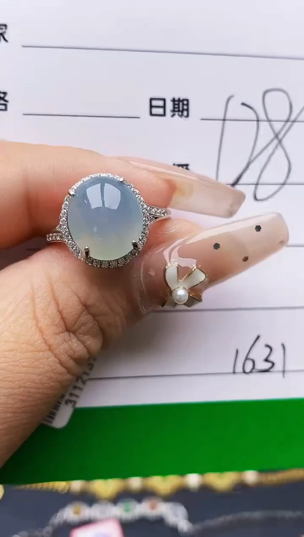 翡翠戒指银S925镶嵌1631