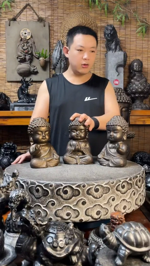 石材20宝宝佛一套（三款）天然青石雕刻