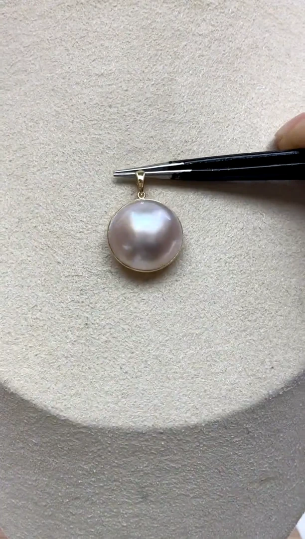 18K金镶嵌颈饰拼合珍珠（马贝珠）15-16