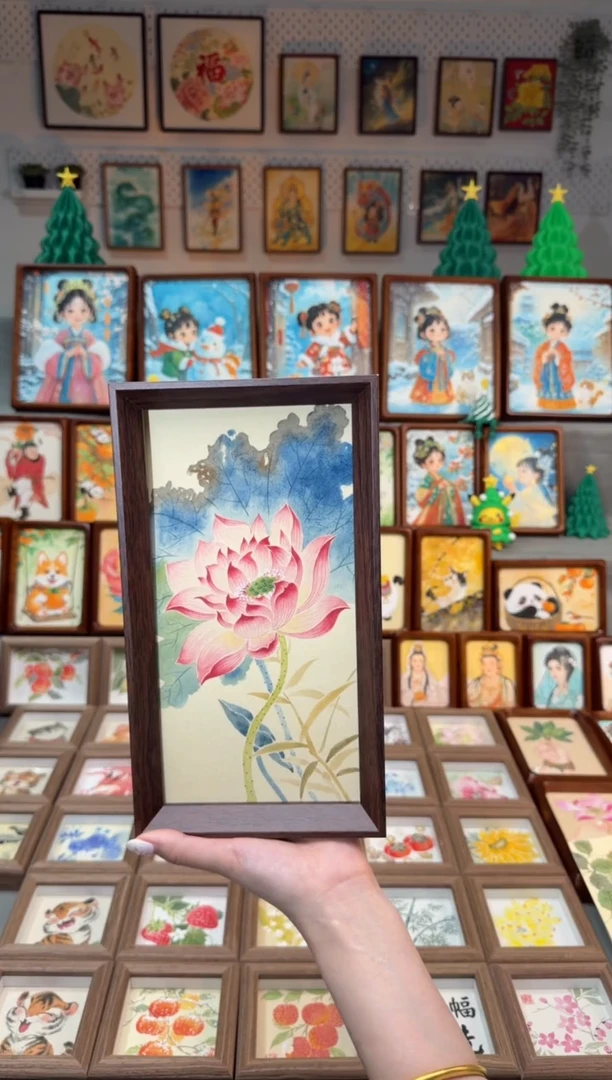 国画蓝染荷花 手绘国画27