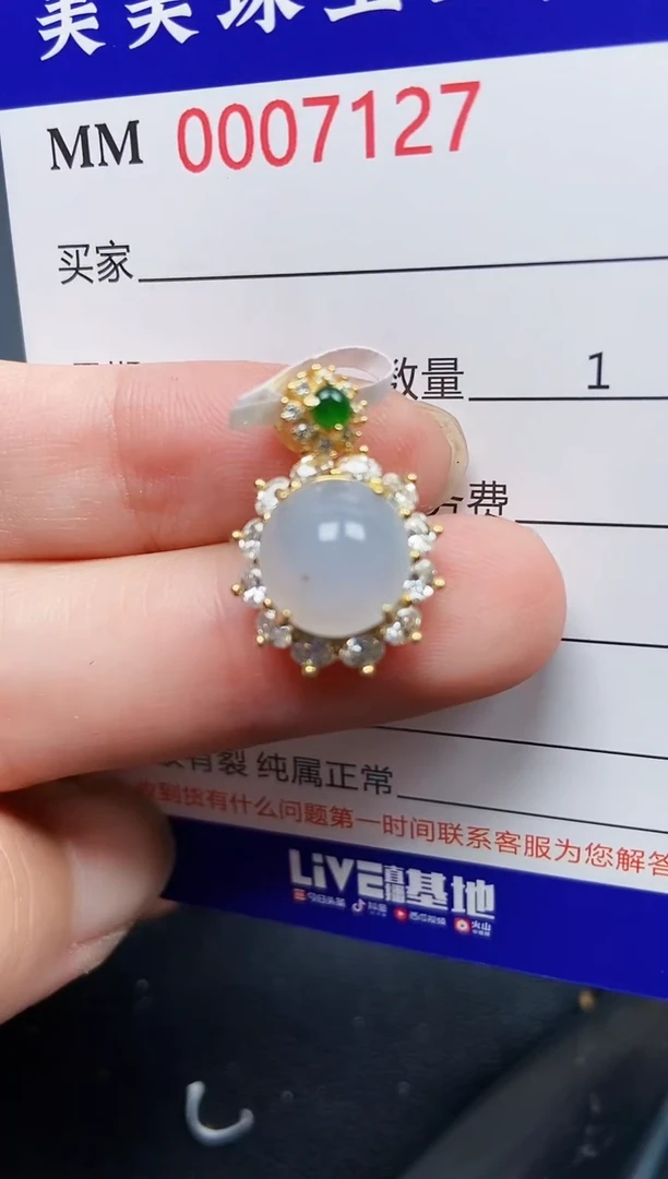 翡翠银S925镶嵌颈饰7127