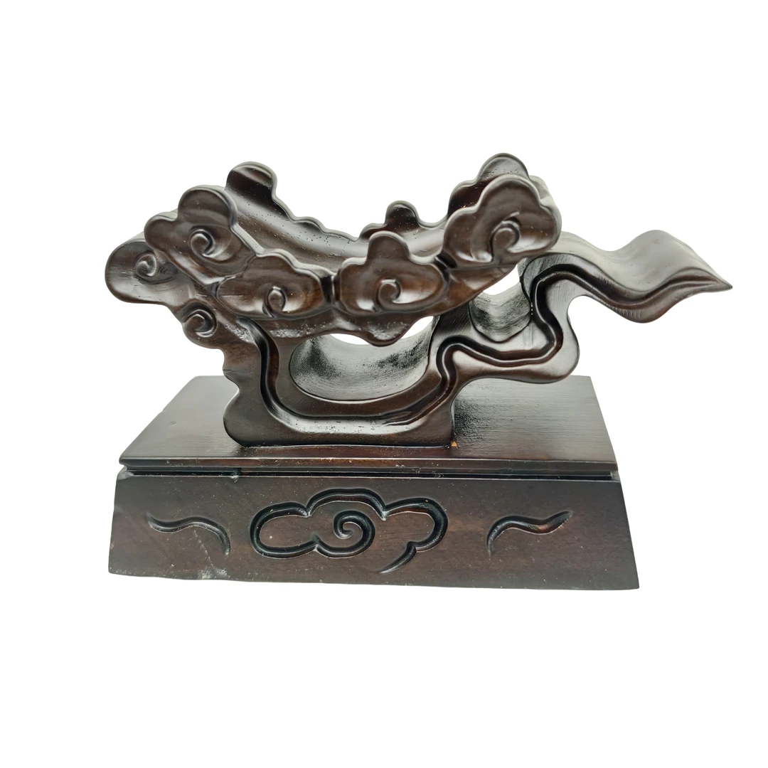 非洲黑檀木祥云奇石底座手工雕刻通用底座免挖槽石头底座摆件底座