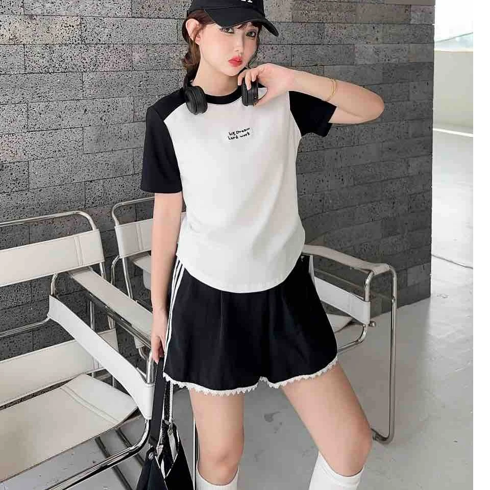 女装百搭b字母短袖T恤9288