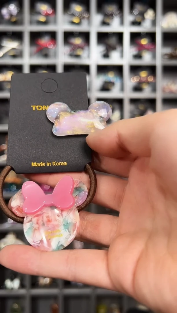 醋酸非金属韩国醋酸品牌发饰小米奇头绳边夹一套两根