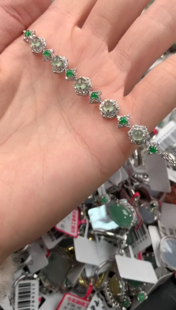 银S925镶嵌戒指翡翠111---6