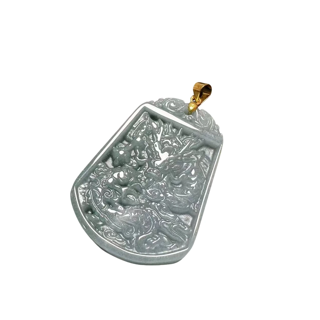 天然A货翡翠龙牌吊坠019012