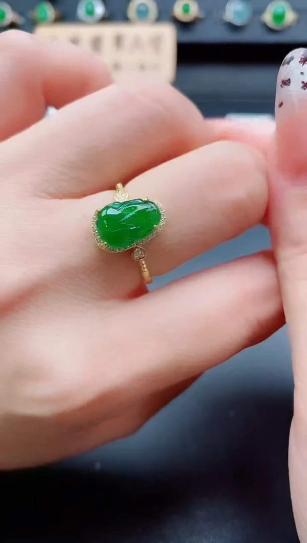 银S925镶嵌戒指翡翠1