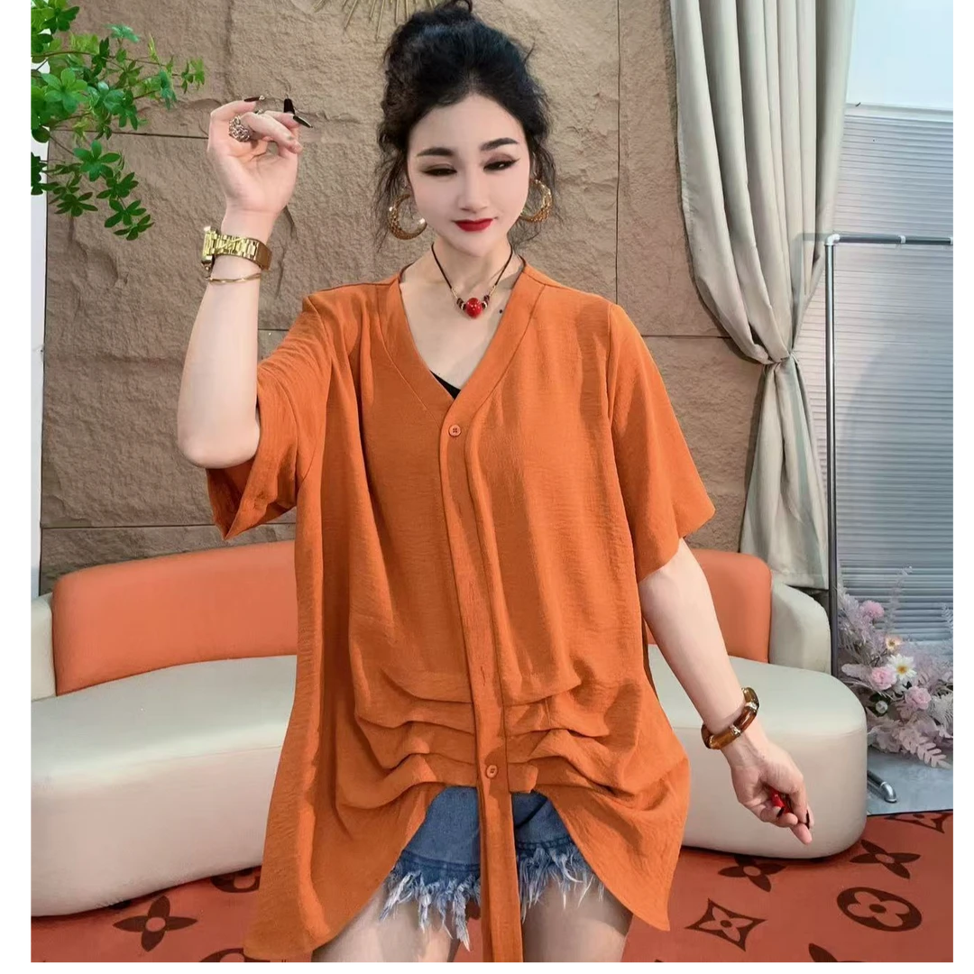 660【凡家衣橱】夏季新款时尚气质百搭不规则宽松版T恤