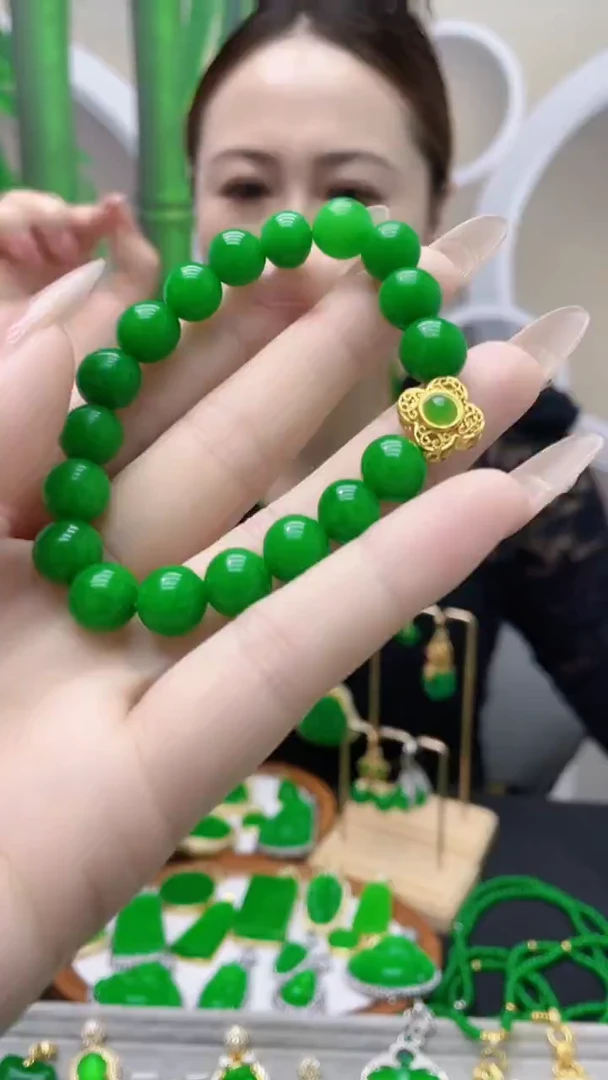 14K金镶嵌手链翡翠C157