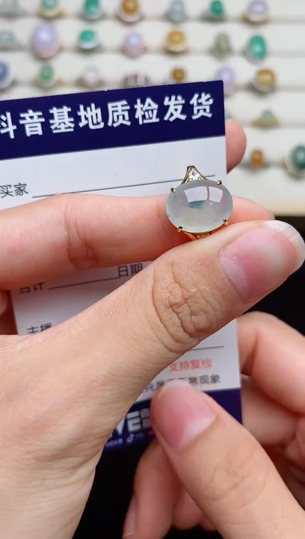 翡翠戒指银S925镶嵌.