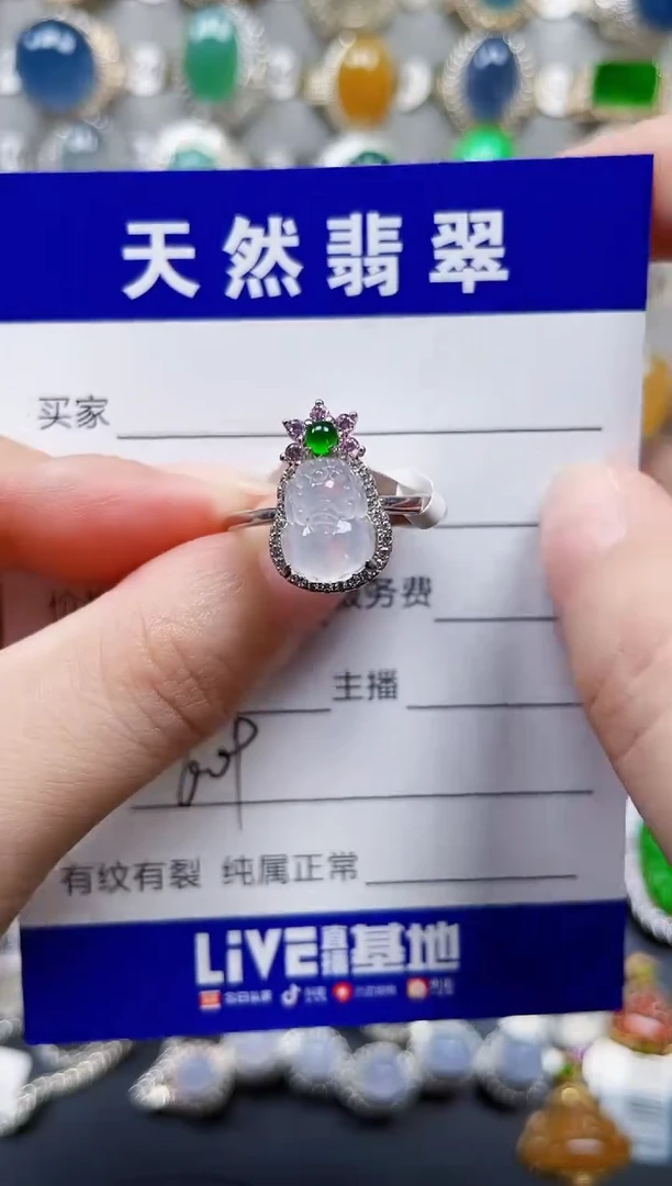 银S925镶嵌戒指翡翠609