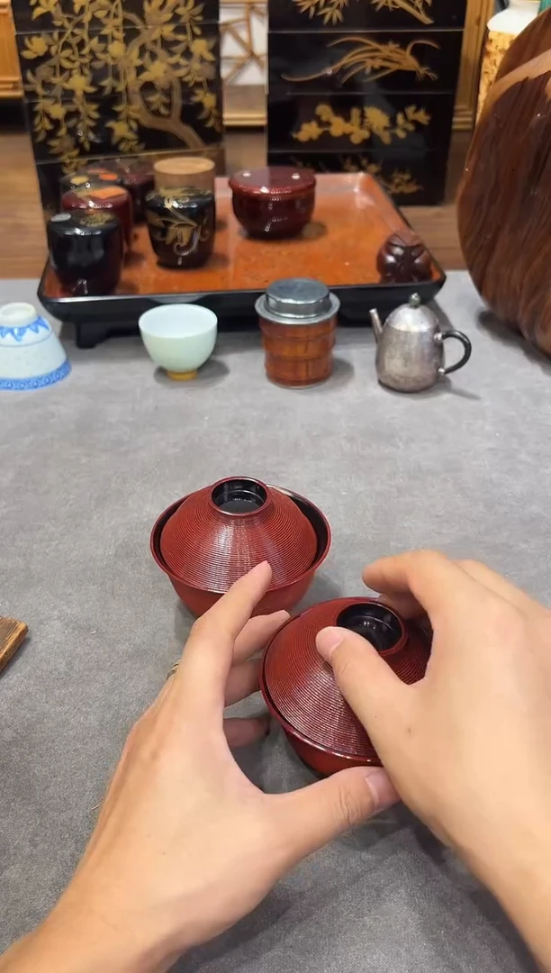 盖碗两只  大漆漆器大漆漆器