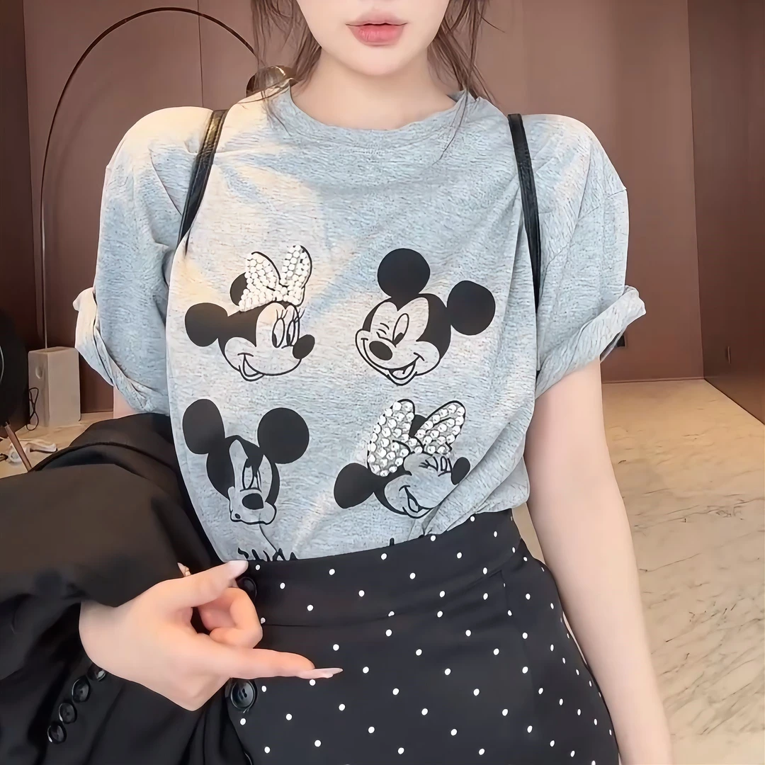 【mikey的世界2.0】灰色减龄短袖t恤女新款宽松显瘦上衣女LK2501747